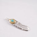 Gold Top & Rope-Bezel Turquoise Silver Feather (Left)(XL) — Goro's