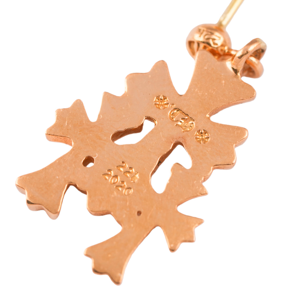 22K Triple 3 CH Cross Drop Earring