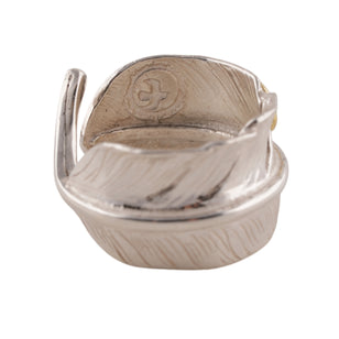 Gold Stamp Feather Silver Ring (Left) (Old Design) (US8)