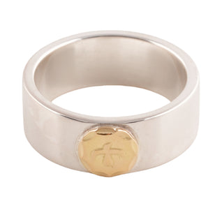 Gold Eagle Stamp Flat Silver Ring (US9)
