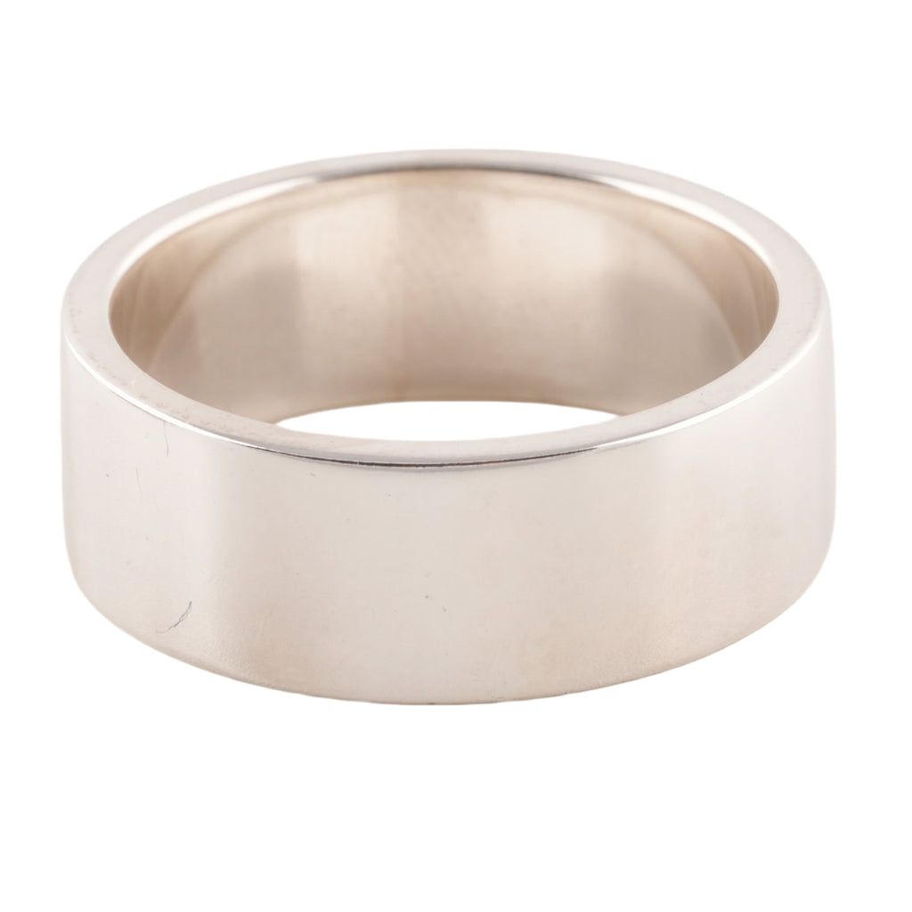 Gold Rose Stamp Flat Silver Ring (US9)