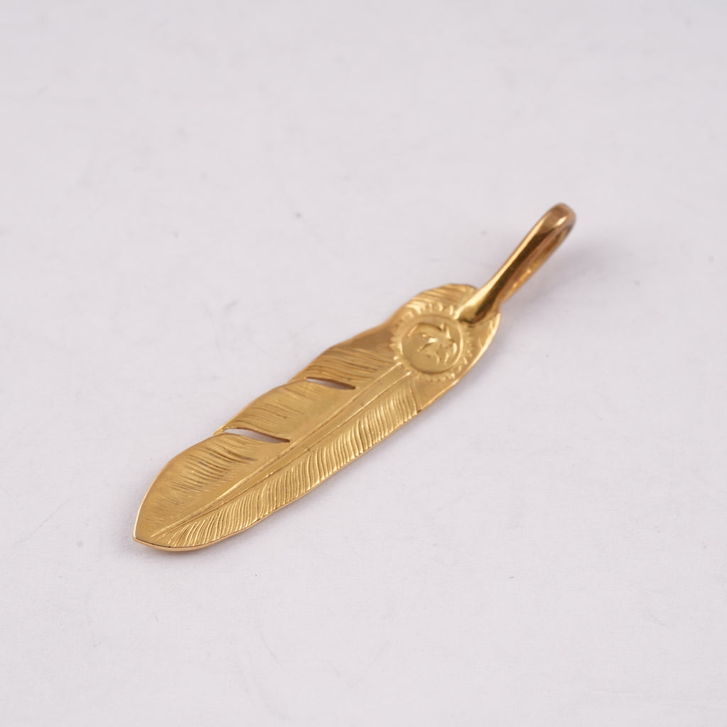Gold Feather Pendant (Left)(L) #00123