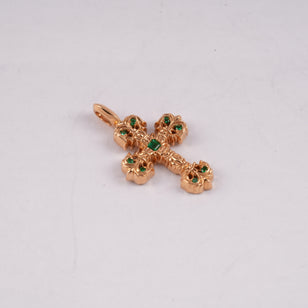 22K Pave Emerald Tiny Filigree Charm