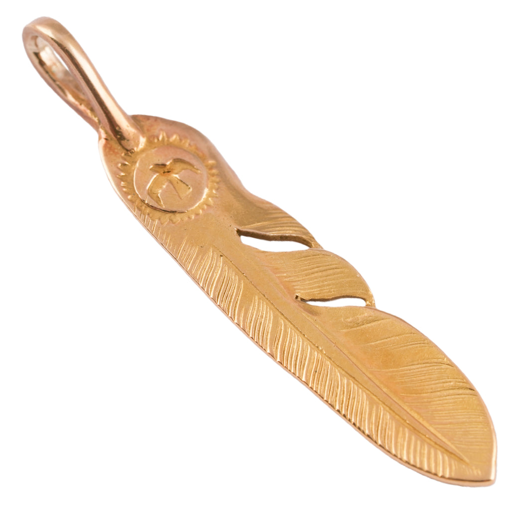 Gold Feather Pendant (Right)(L)