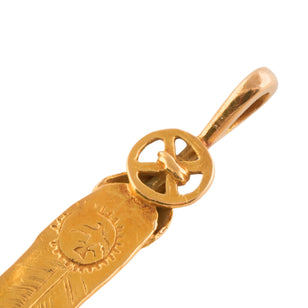 Gold Top Heart Wheel Silver Feather (S)
