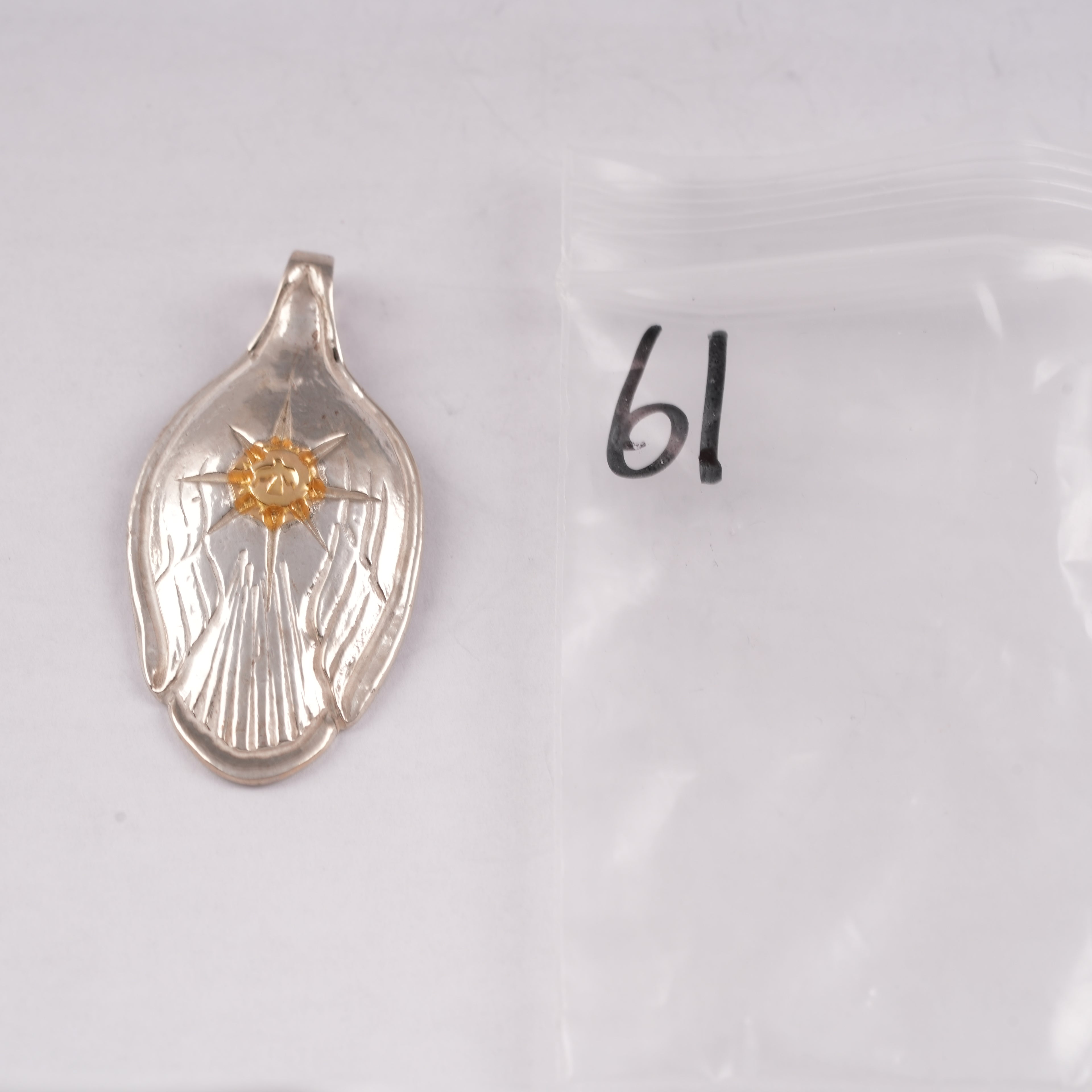Gold Stamp Eagle Silver Spoon Pendant