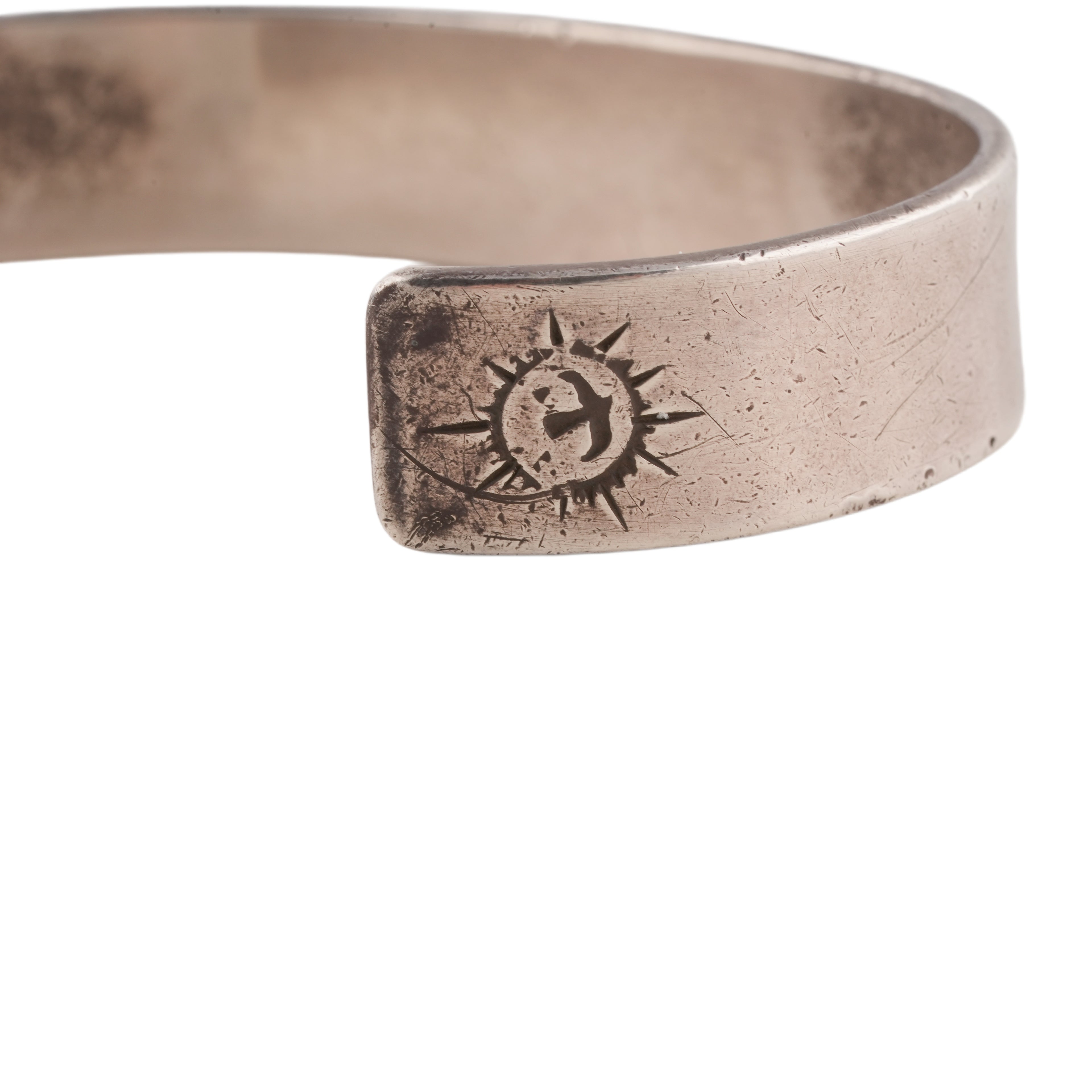 Gold Eagle Stamp Flat Silver Cuff (M) (Goro-Stamped 'Ken 1993' Custom) (7inch)