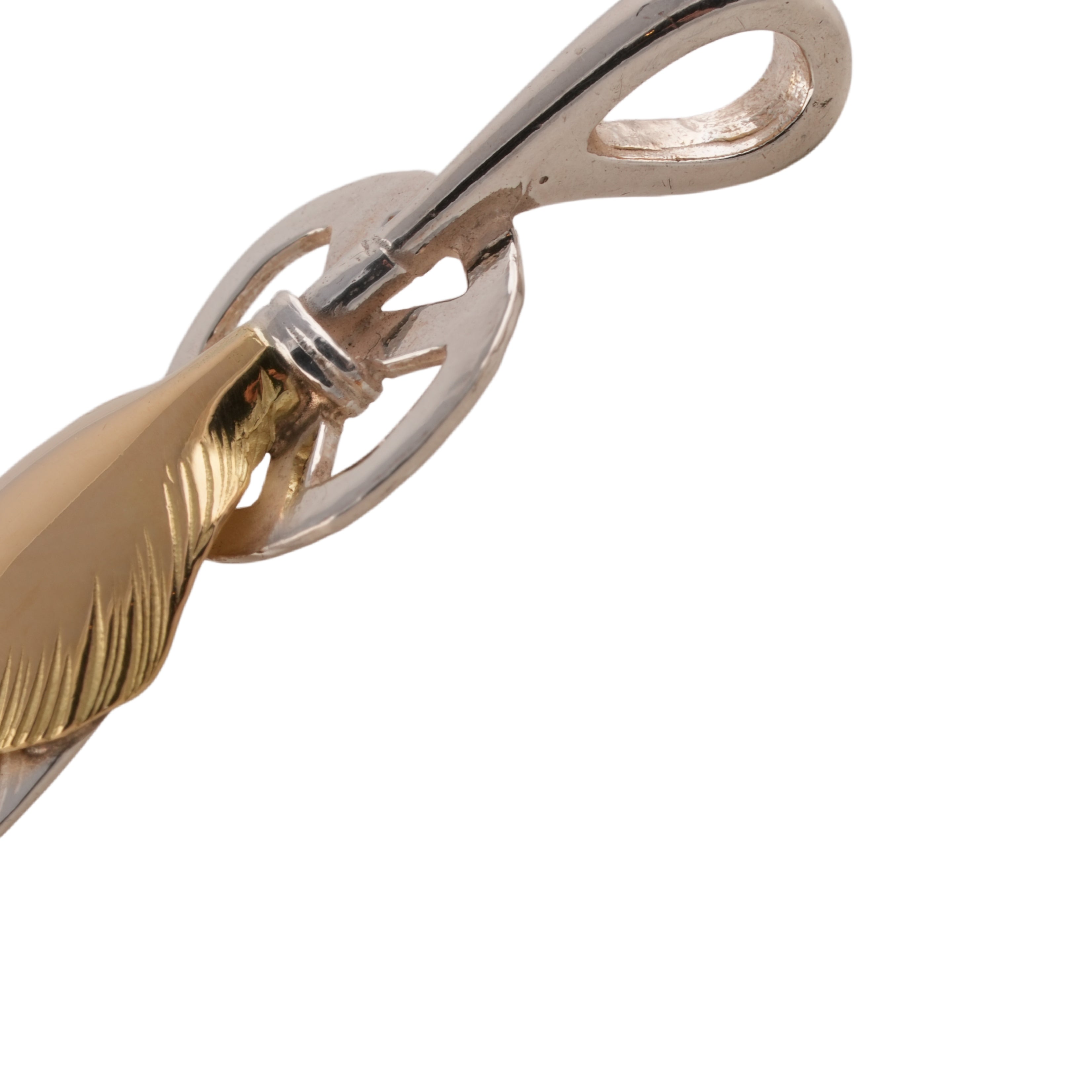 Gold Top Heart Wheel Silver Feather (L) #00244