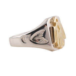 Gold Eagle Silver Signet Ring (US8)