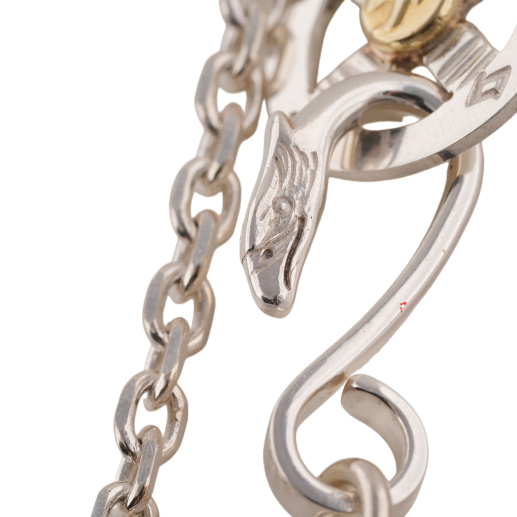 Eagle Silver Hook & Gold Eagle Stamp Silver Wheel Thick Square Chain Necklace (20inch)