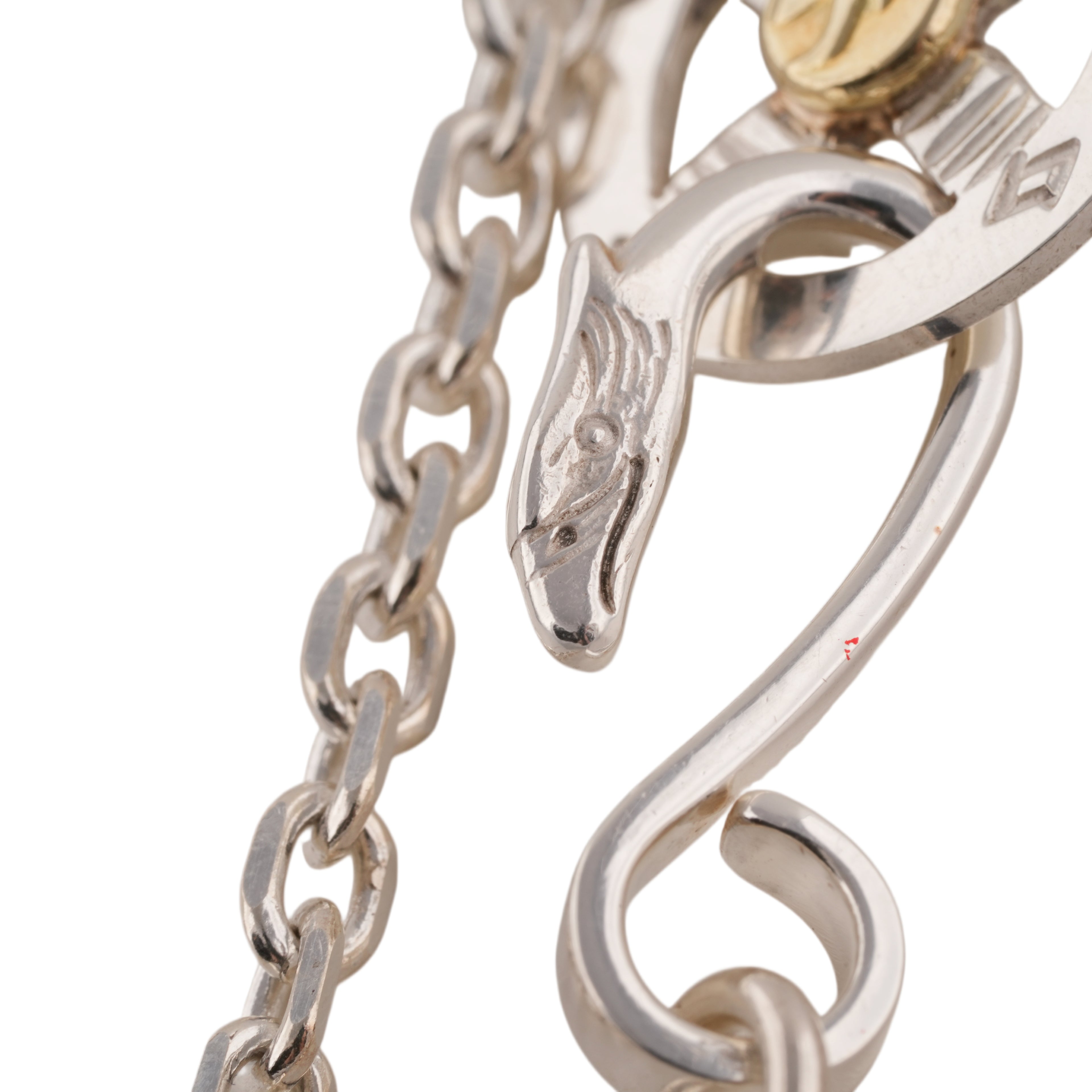 Eagle Silver Hook & Gold Eagle Stamp Silver Wheel Thick Square Chain Necklace (20inch)