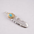 Gold Top & Rope-Bezel Turquoise Silver Feather (Left)(XL) — Goro's