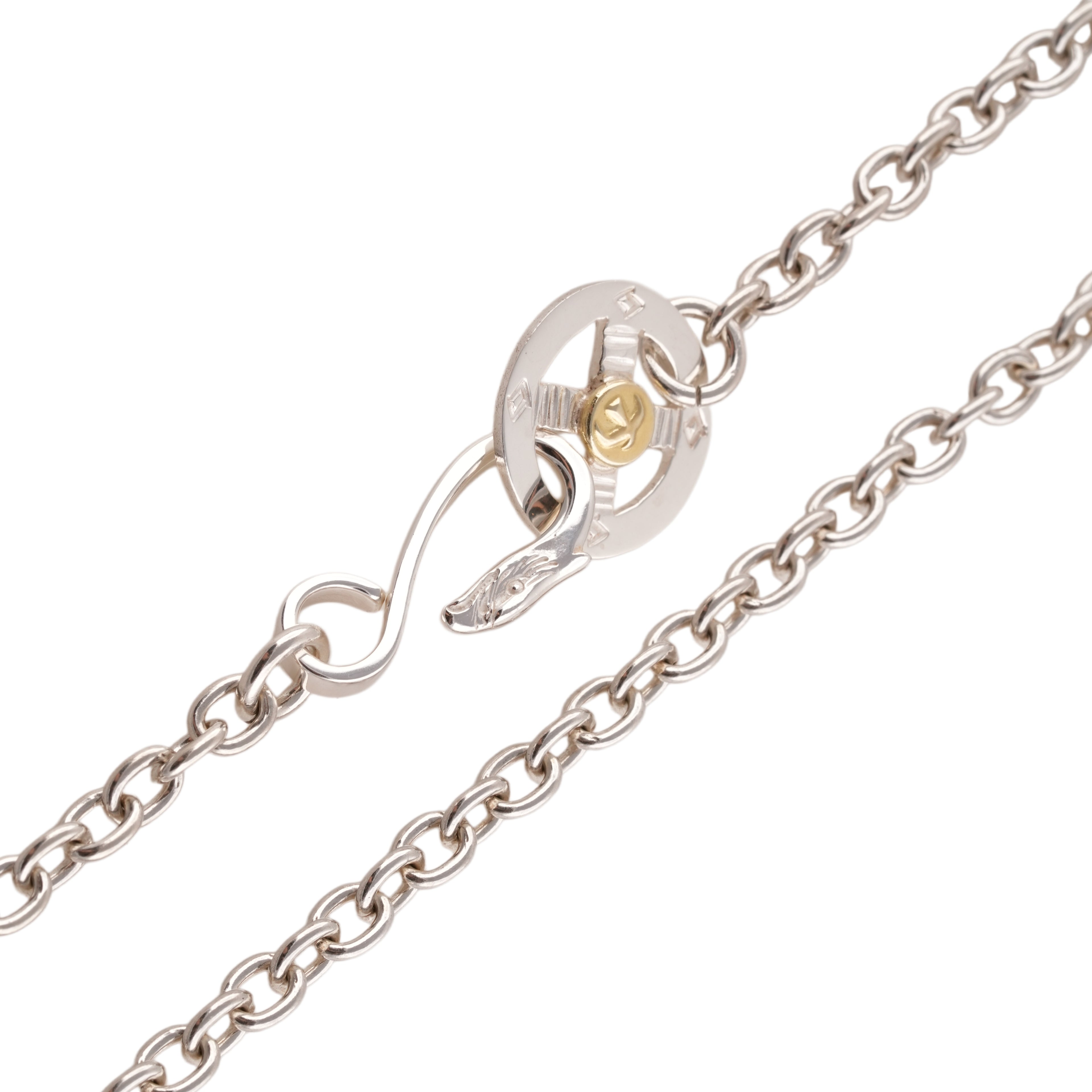 Eagle Silver Hook & Gold Eagle Stamp Silver Wheel Thick Round Chain Necklace (20inch) #00379