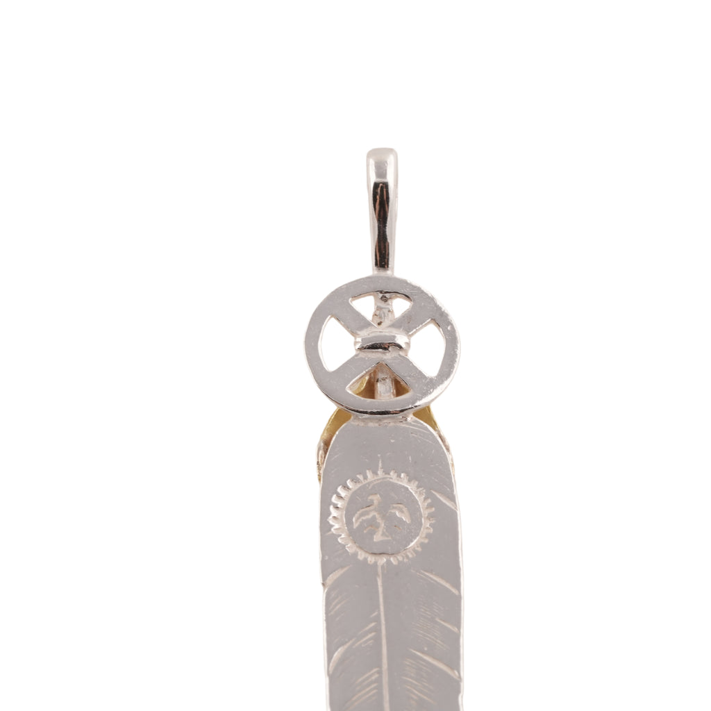 Gold Top Heart Wheel Silver Feather (L) #00551