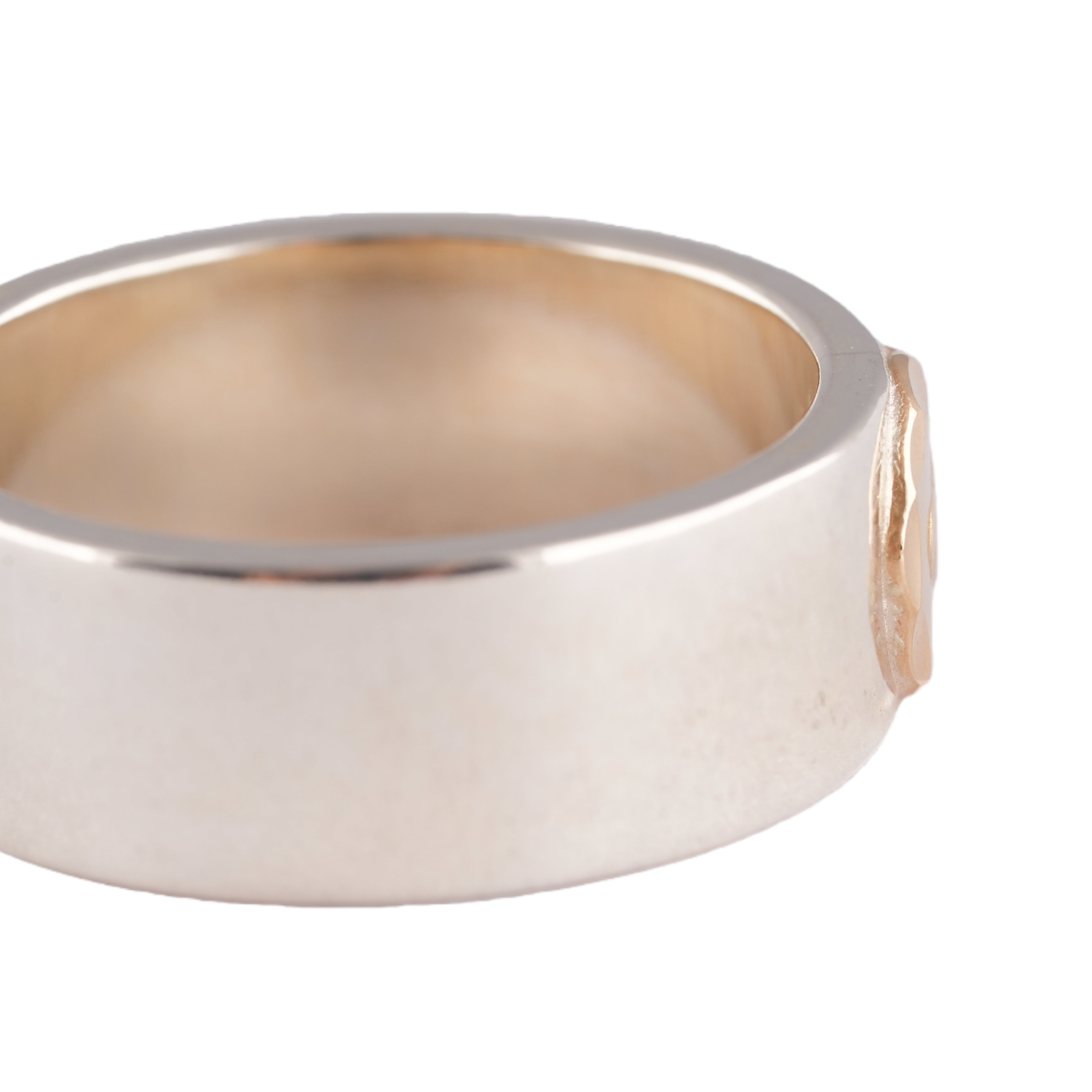 Gold Eagle Stamp Flat Silver Ring (US9.75)