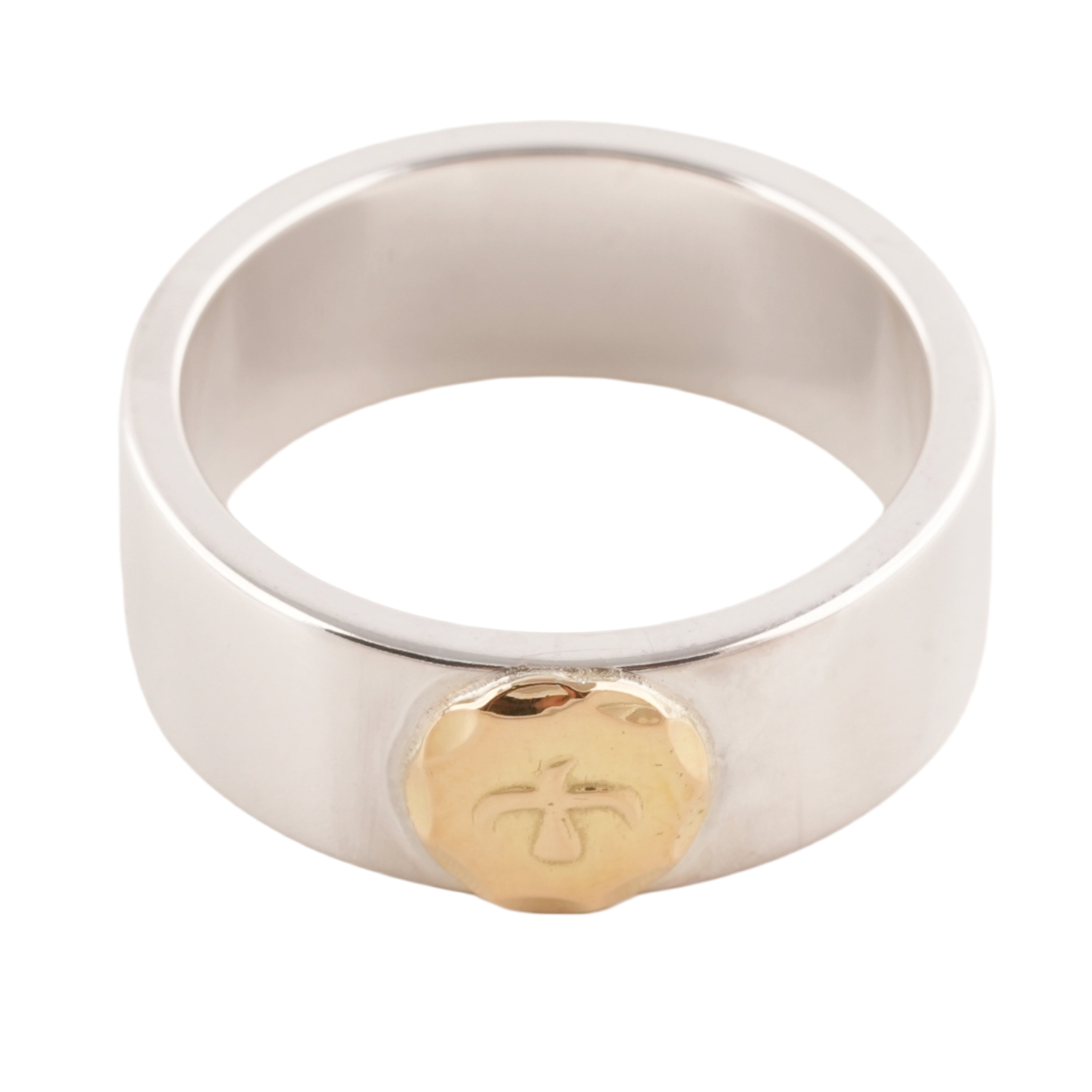 Gold Eagle Stamp Flat Silver Ring (US9) #00310