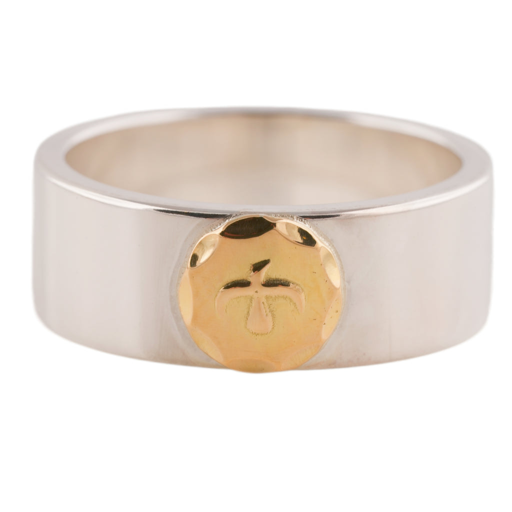 Gold Eagle Stamp Flat Silver Ring (US9) #00310
