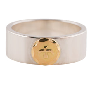 Gold Eagle Stamp Flat Silver Ring (US9) #00310