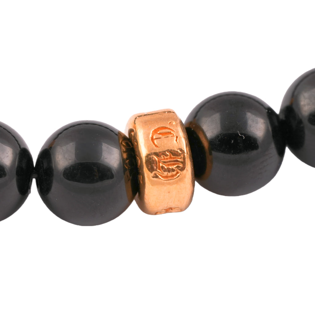 22k Stack Cross & 3 Beads Obsidian Bracelet