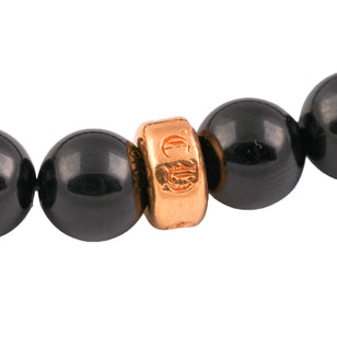 22k Stack Cross & 3 Beads Obsidian Bracelet